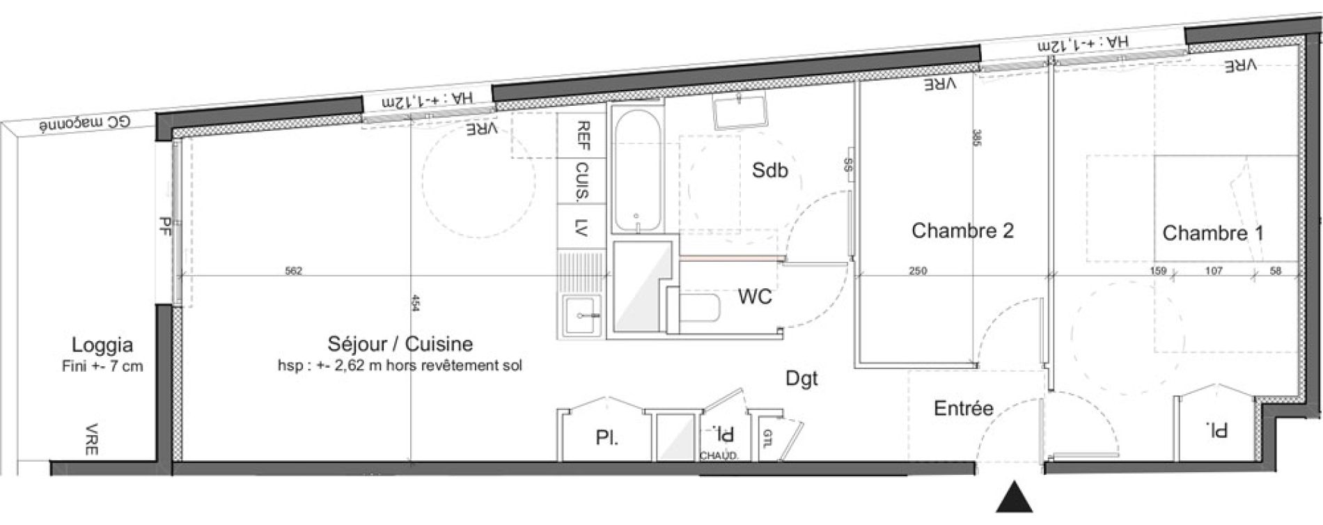 Appartement T3 de 69,00 m2 &agrave; M&eacute;rignac Marne - quatre chemins