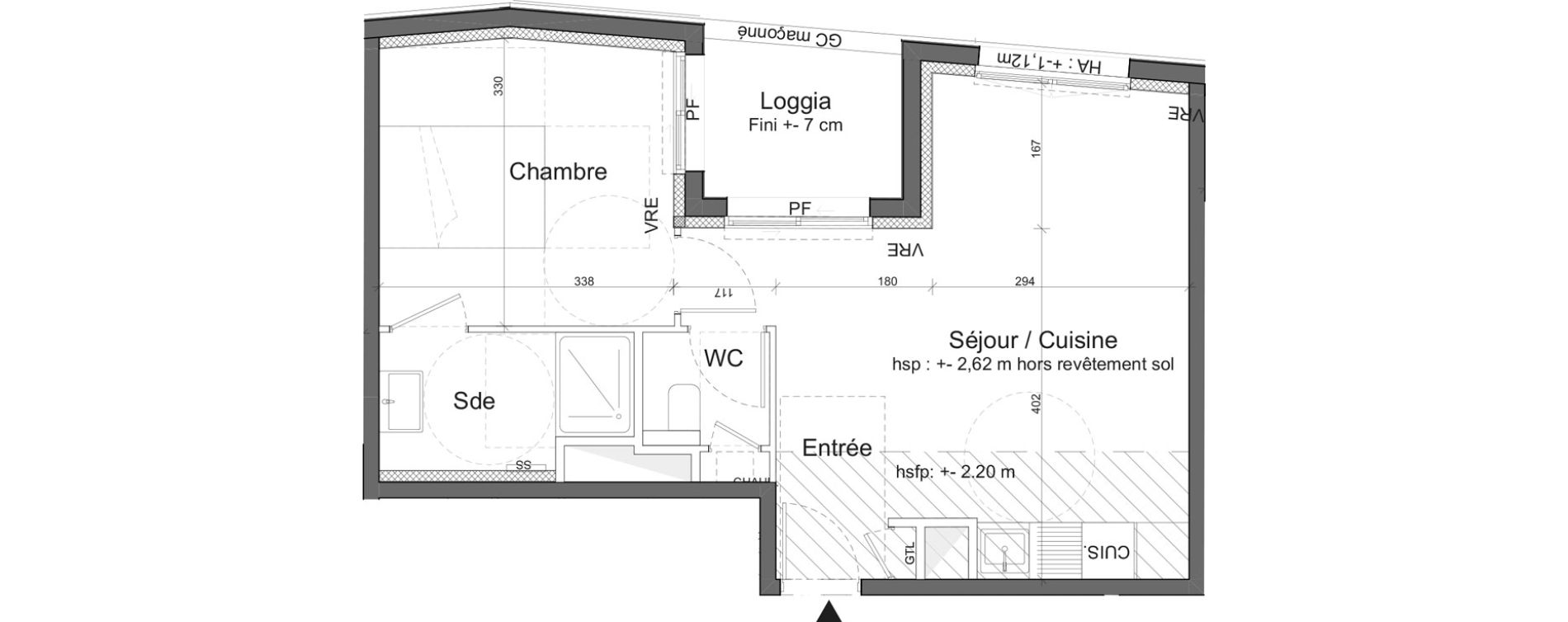 Appartement T2 de 41,00 m2 &agrave; M&eacute;rignac Marne - quatre chemins