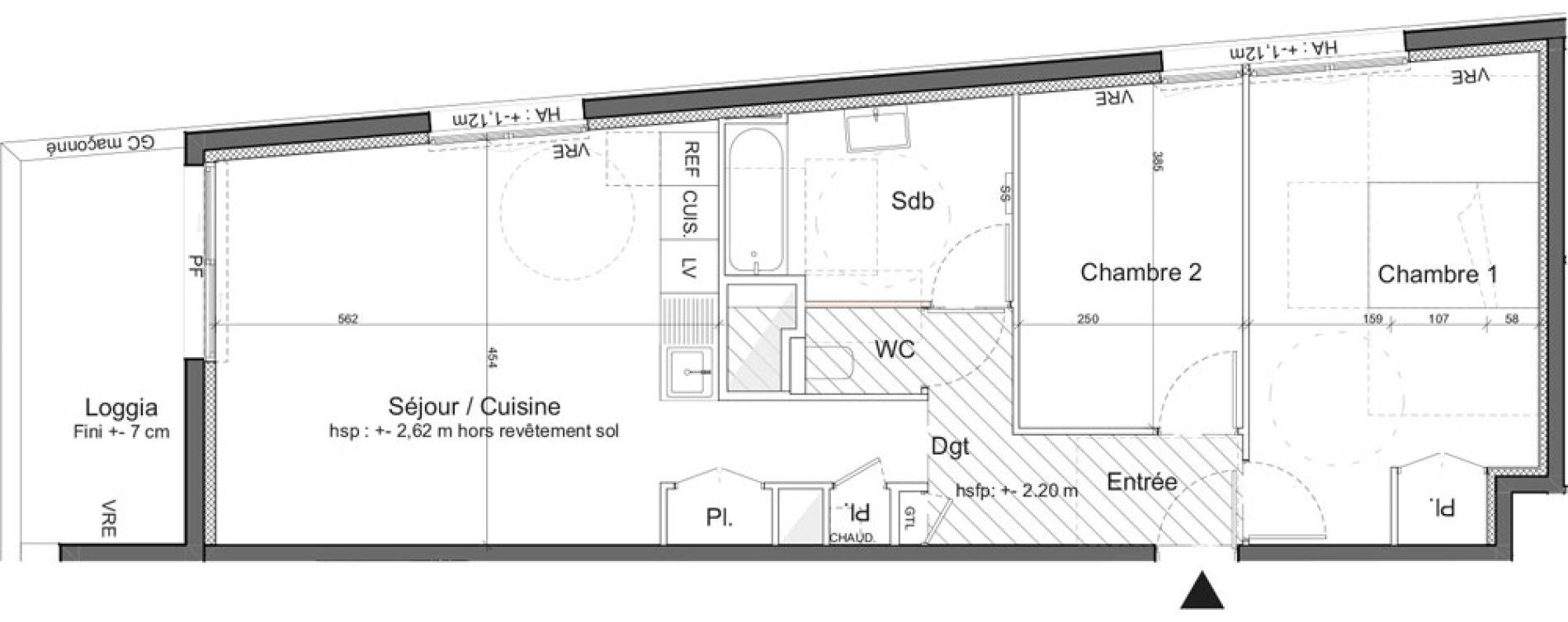 Appartement T3 de 69,00 m2 &agrave; M&eacute;rignac Marne - quatre chemins