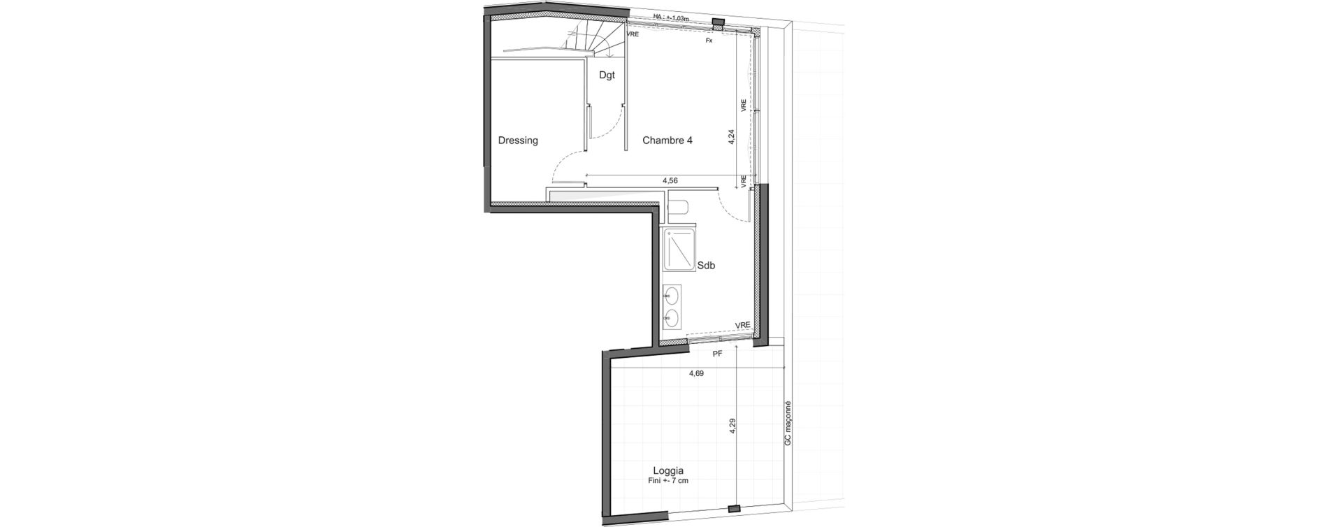 Duplex T5 de 150,20 m2 &agrave; M&eacute;rignac Marne - quatre chemins