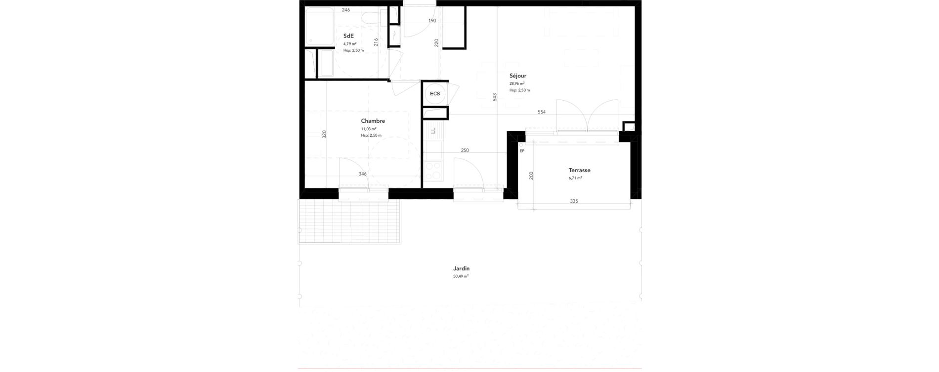 Appartement T2 de 44,91 m2 &agrave; M&eacute;rignac Bourran