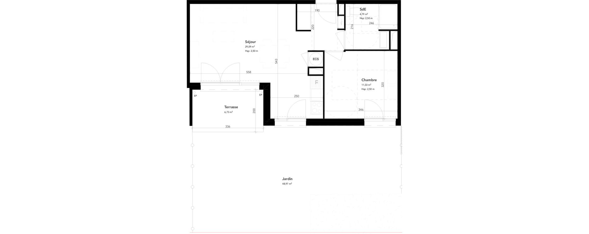 Appartement T2 de 44,91 m2 &agrave; M&eacute;rignac Bourran
