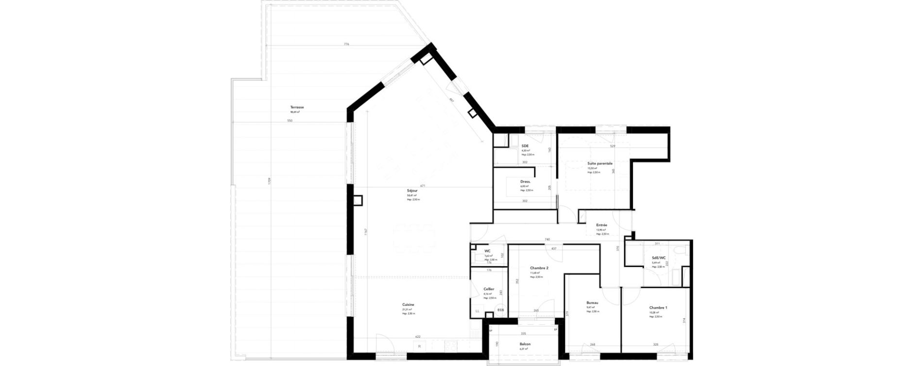 Appartement T5 de 162,19 m2 &agrave; M&eacute;rignac Bourran