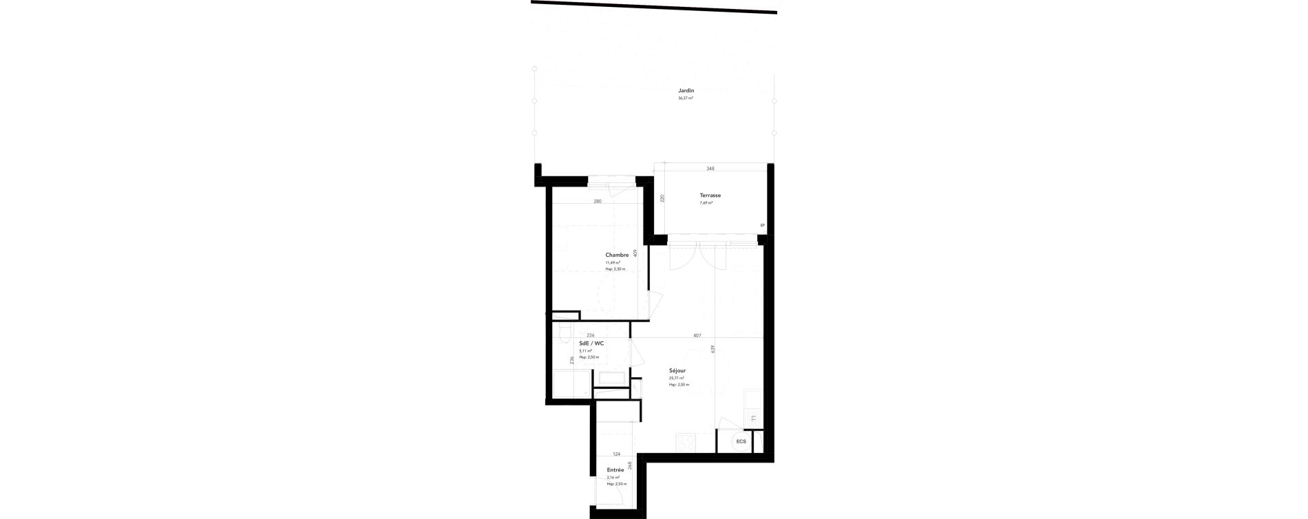 Appartement T2 de 44,53 m2 &agrave; M&eacute;rignac Bourran