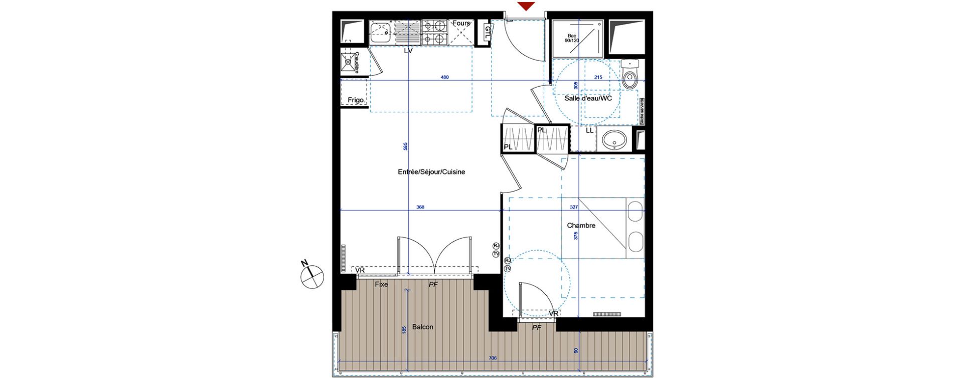 Appartement T2 de 41,93 m2 &agrave; M&eacute;rignac Capeyron