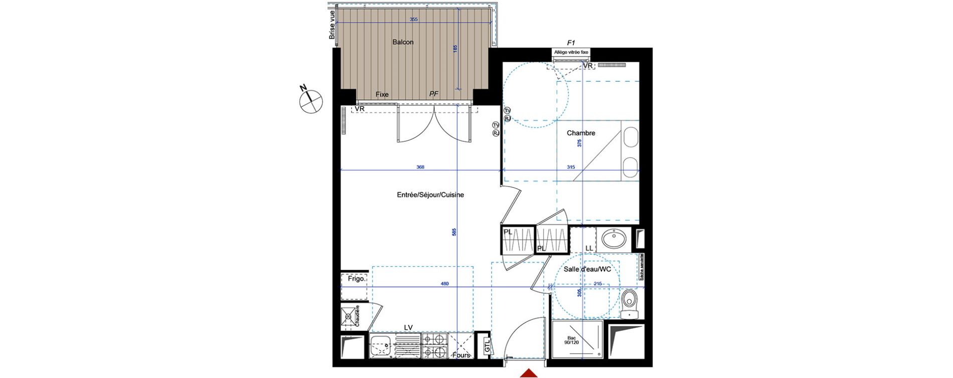 Appartement T2 de 41,48 m2 &agrave; M&eacute;rignac Capeyron