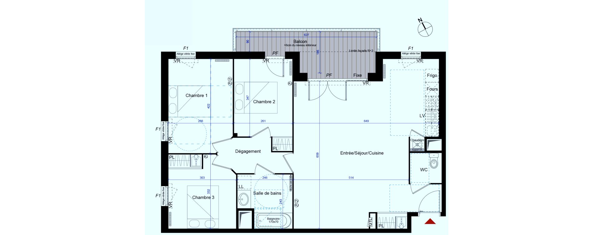 Appartement T4 de 84,11 m2 &agrave; M&eacute;rignac Capeyron