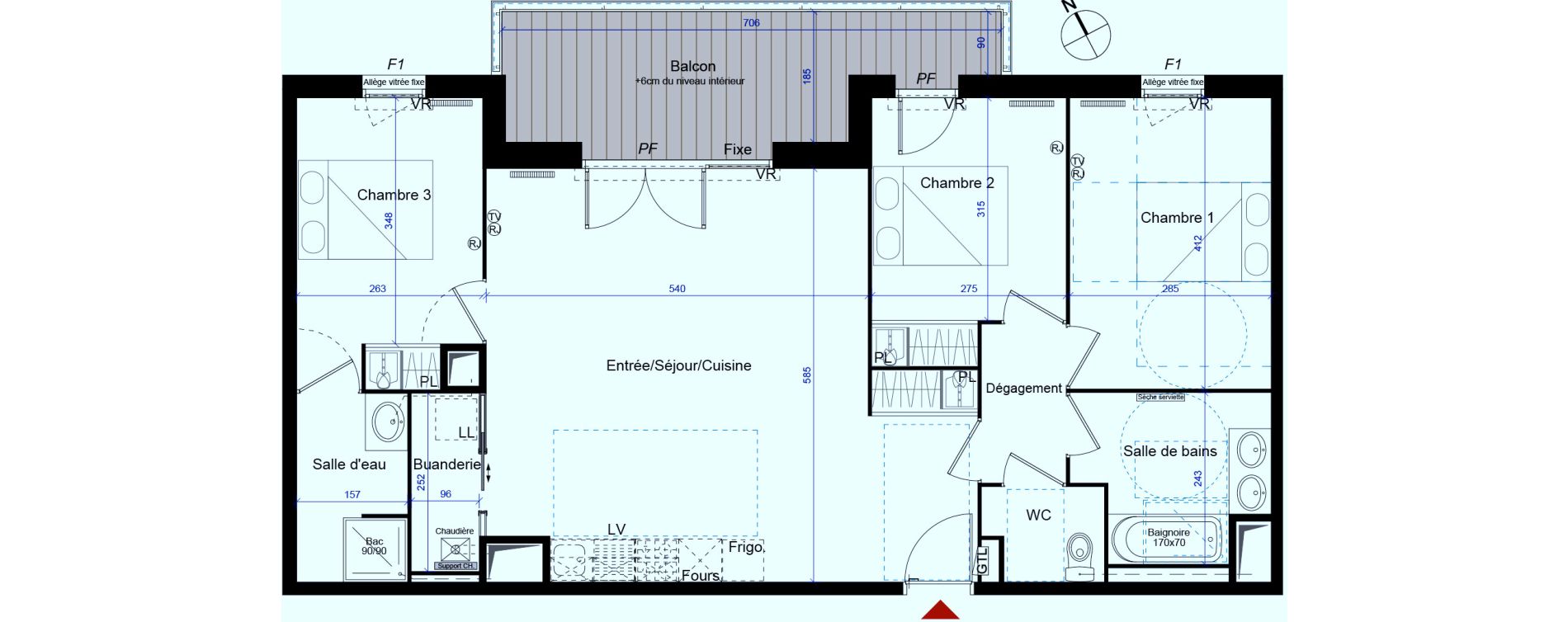 Appartement T4 de 84,74 m2 &agrave; M&eacute;rignac Capeyron