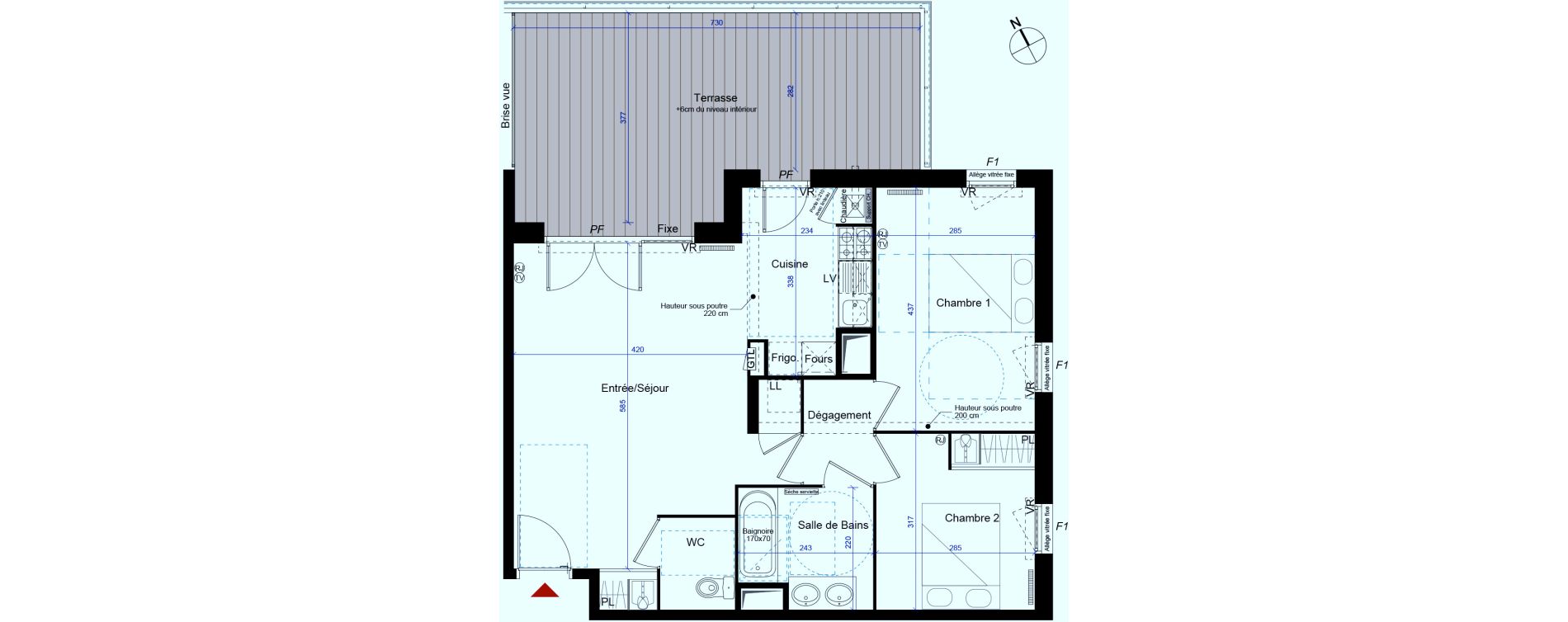 Appartement T3 de 63,01 m2 &agrave; M&eacute;rignac Capeyron