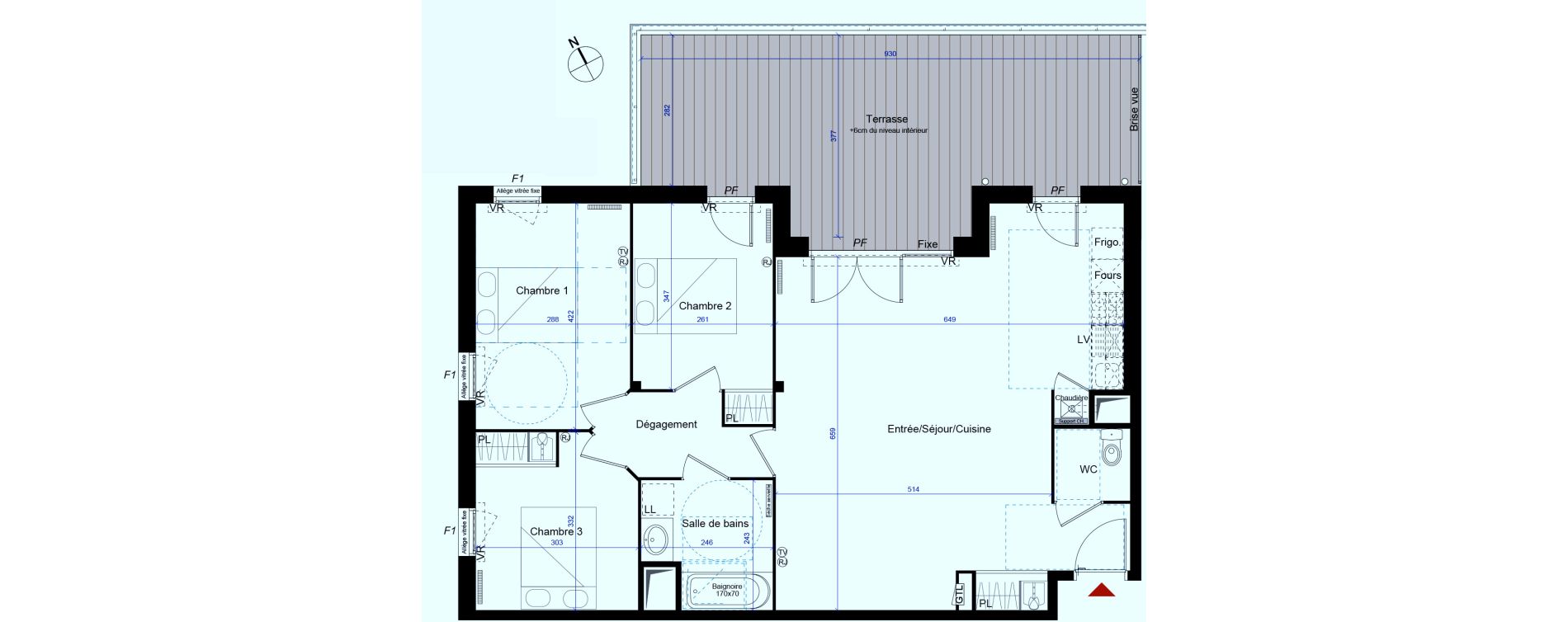 Appartement T4 de 84,02 m2 &agrave; M&eacute;rignac Capeyron