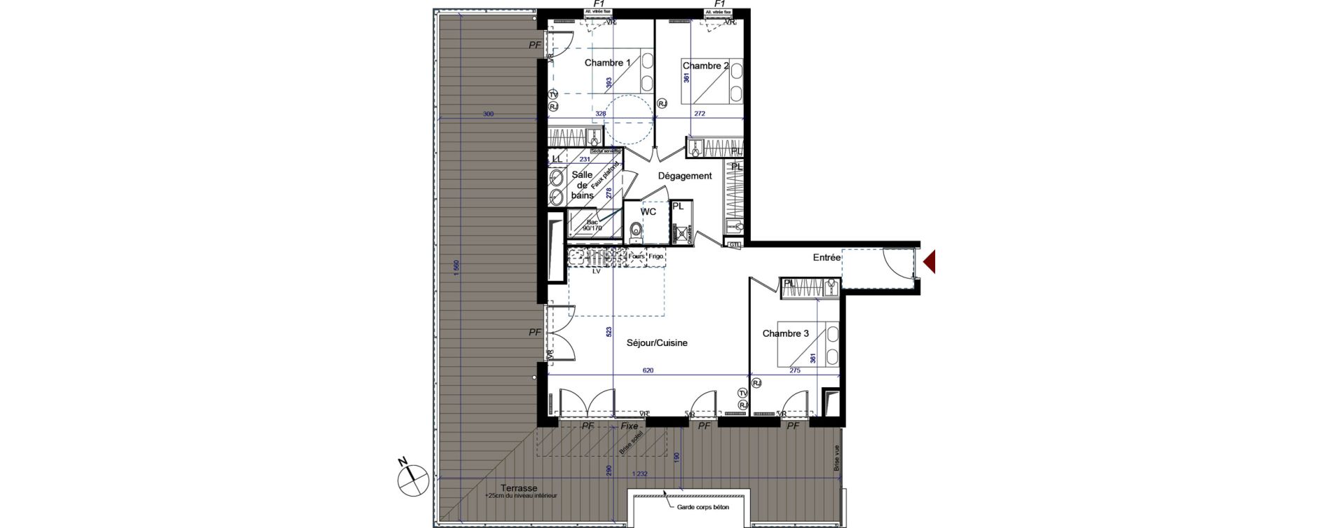 Appartement T4 de 88,38 m2 &agrave; M&eacute;rignac Capeyron