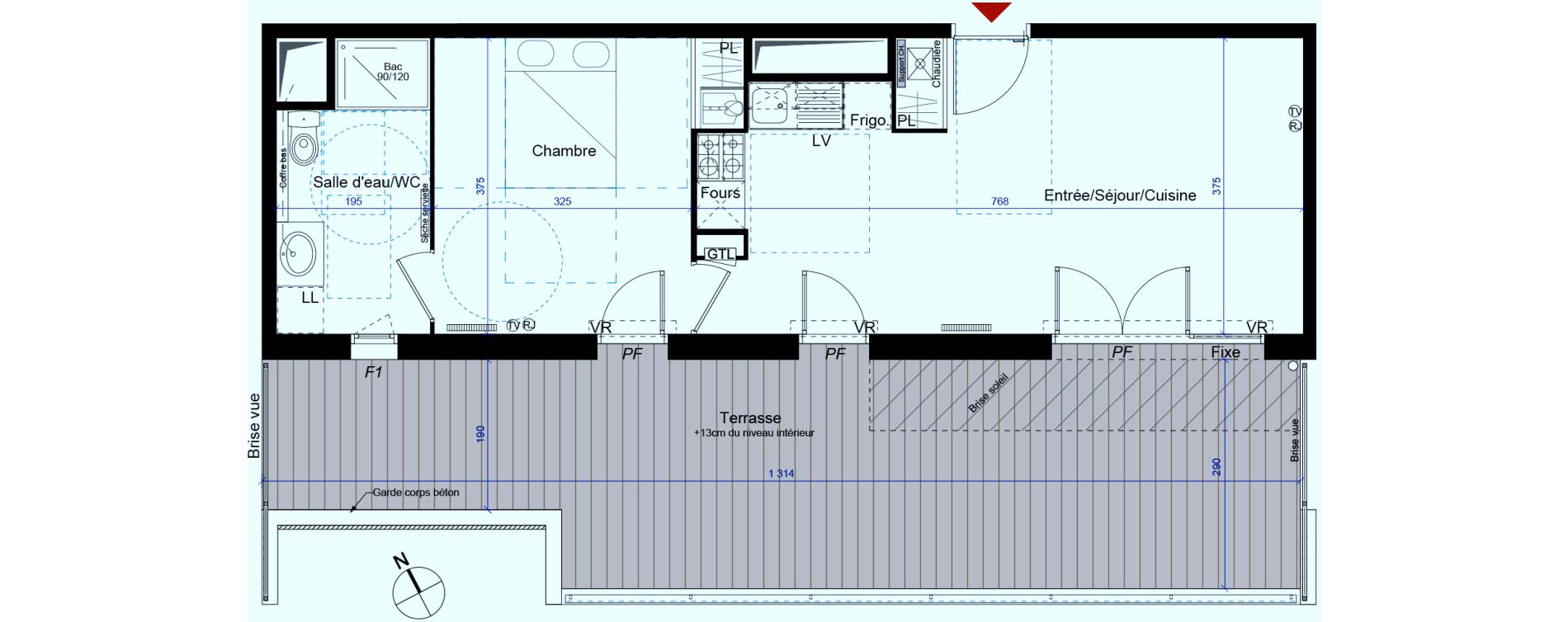 Appartement T2 de 46,27 m2 &agrave; M&eacute;rignac Capeyron