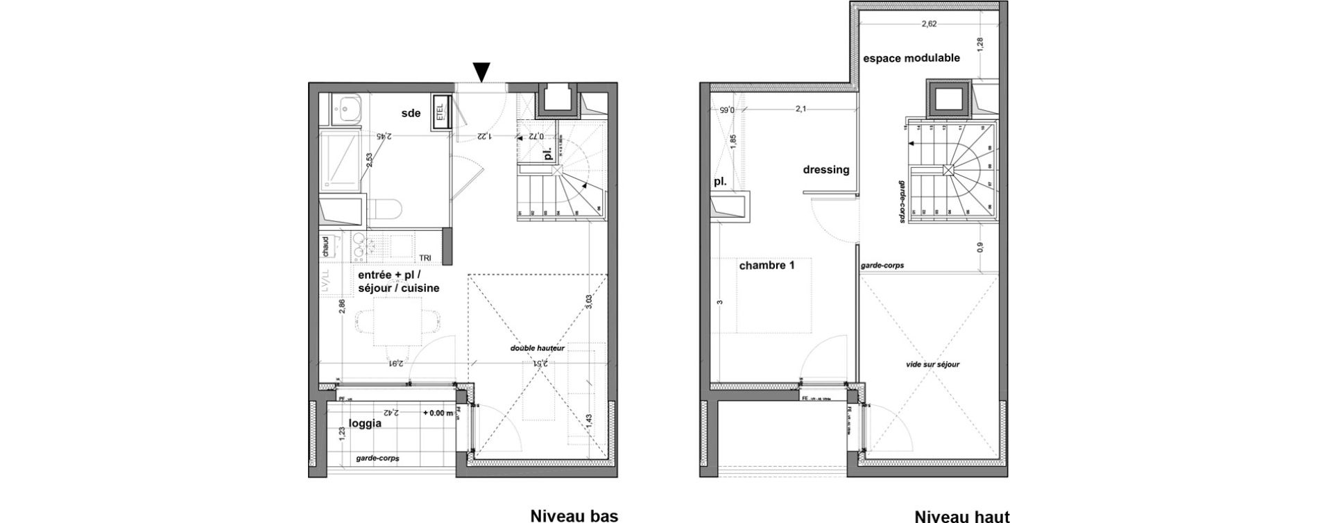 Duplex T2 de 51,16 m2 &agrave; M&eacute;rignac M&eacute;rignac soleil