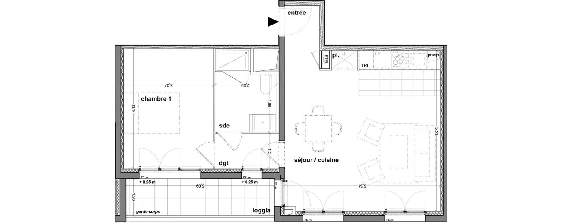 Appartement T2 de 51,45 m2 &agrave; M&eacute;rignac M&eacute;rignac soleil