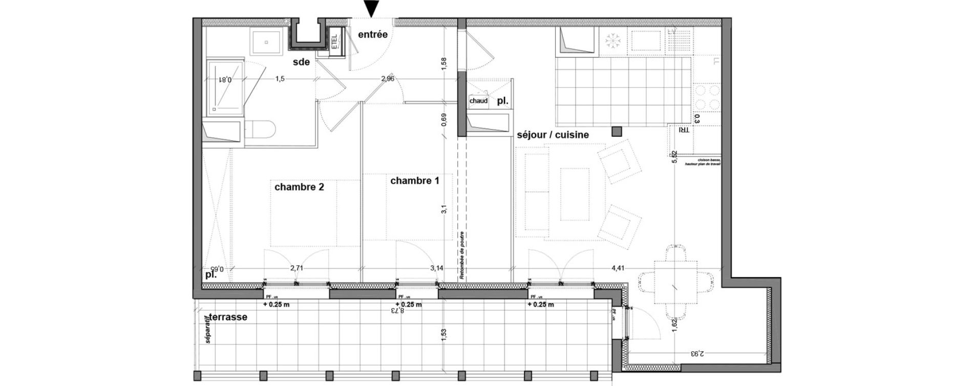 Appartement T3 de 60,99 m2 &agrave; M&eacute;rignac M&eacute;rignac soleil