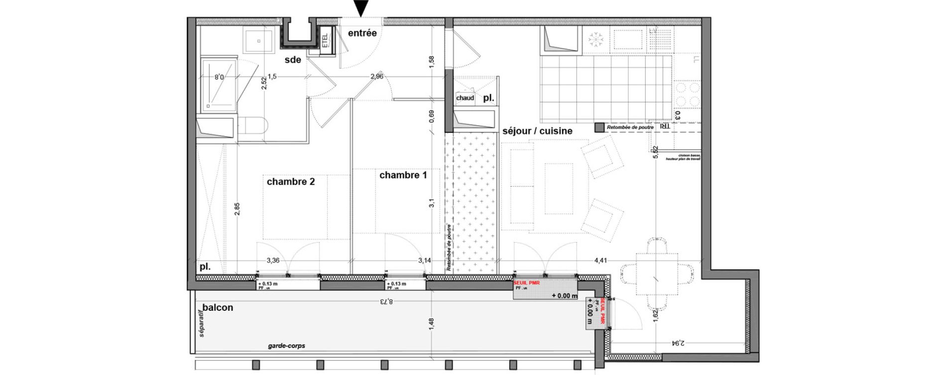 Appartement T3 de 60,99 m2 &agrave; M&eacute;rignac M&eacute;rignac soleil