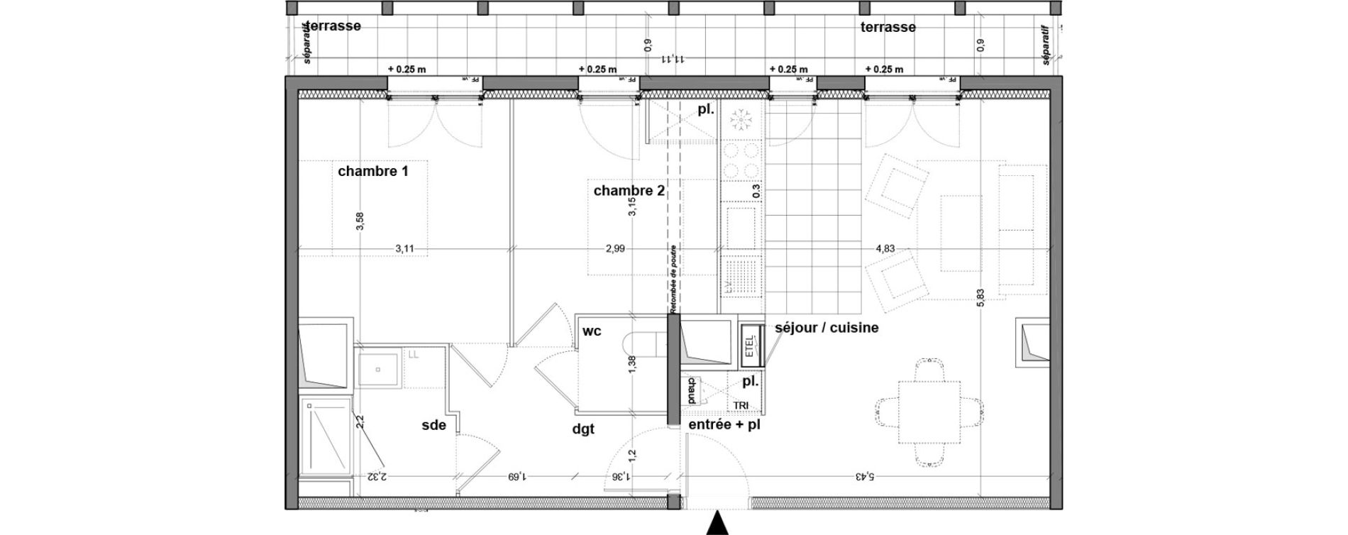 Appartement T3 de 60,39 m2 &agrave; M&eacute;rignac M&eacute;rignac soleil