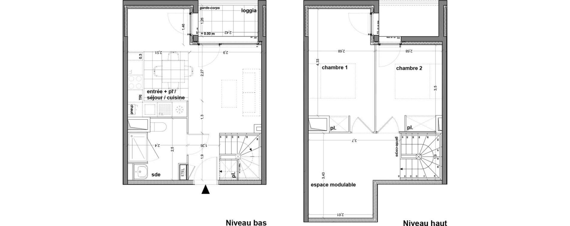 Duplex T3 de 61,99 m2 &agrave; M&eacute;rignac M&eacute;rignac soleil