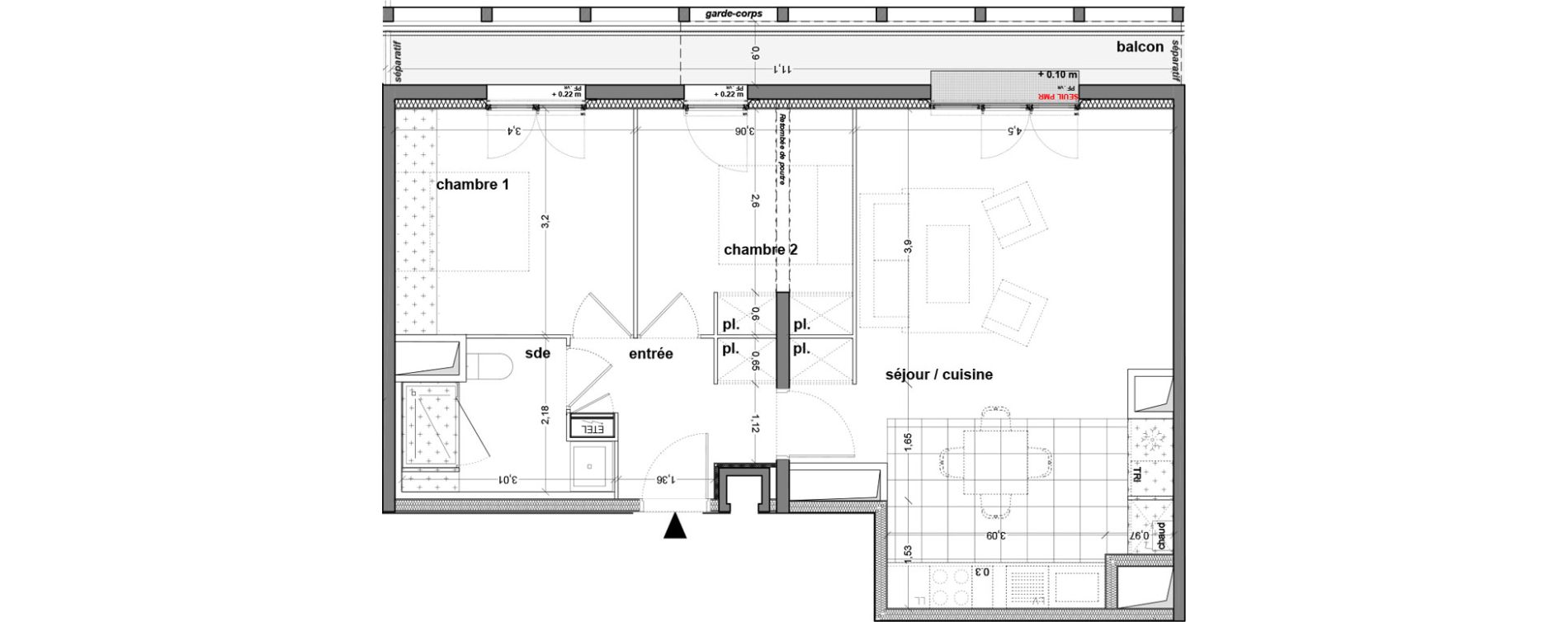 Appartement T3 de 62,16 m2 &agrave; M&eacute;rignac M&eacute;rignac soleil