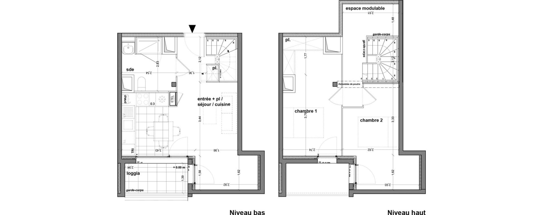 Duplex T3 de 64,07 m2 &agrave; M&eacute;rignac M&eacute;rignac soleil