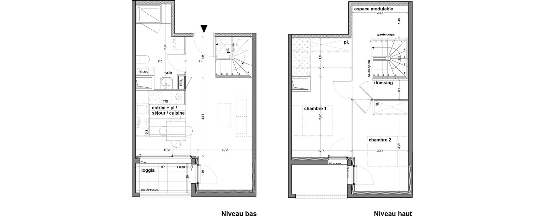 Duplex T3 de 66,86 m2 &agrave; M&eacute;rignac M&eacute;rignac soleil