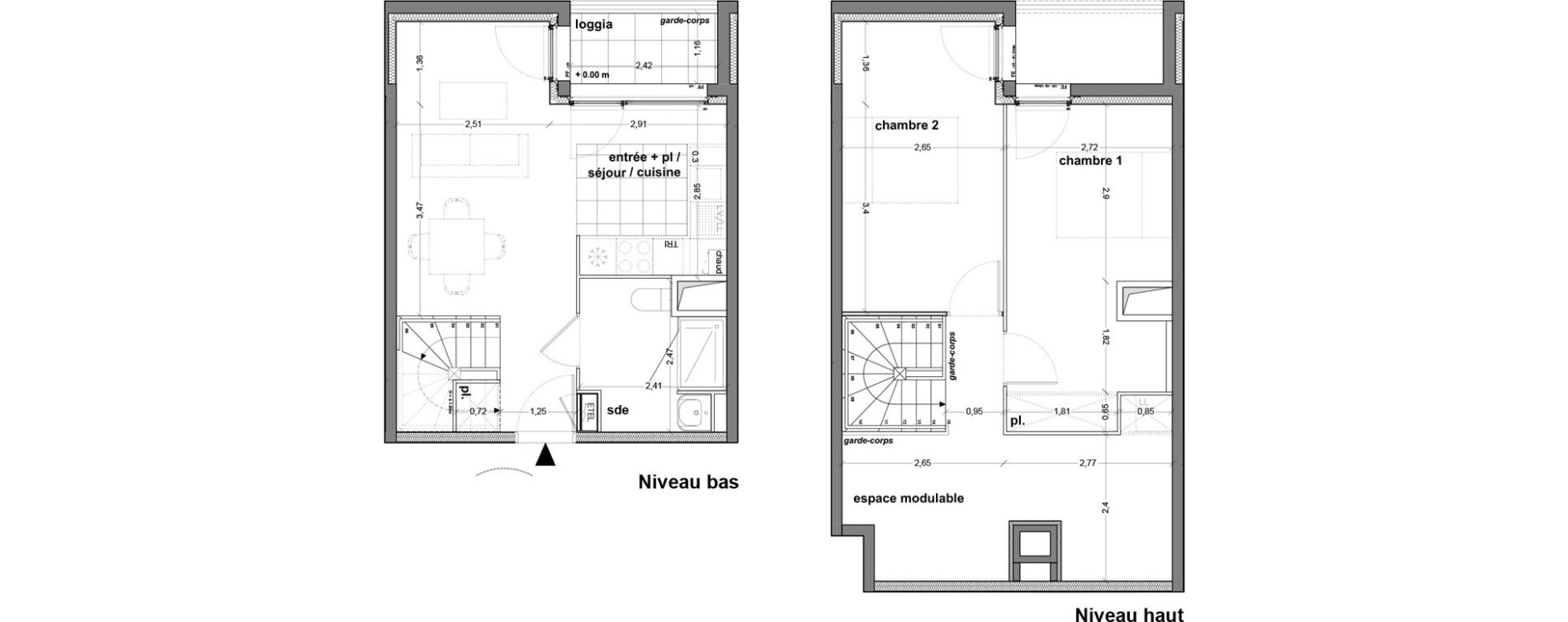 Duplex T3 de 68,37 m2 &agrave; M&eacute;rignac M&eacute;rignac soleil