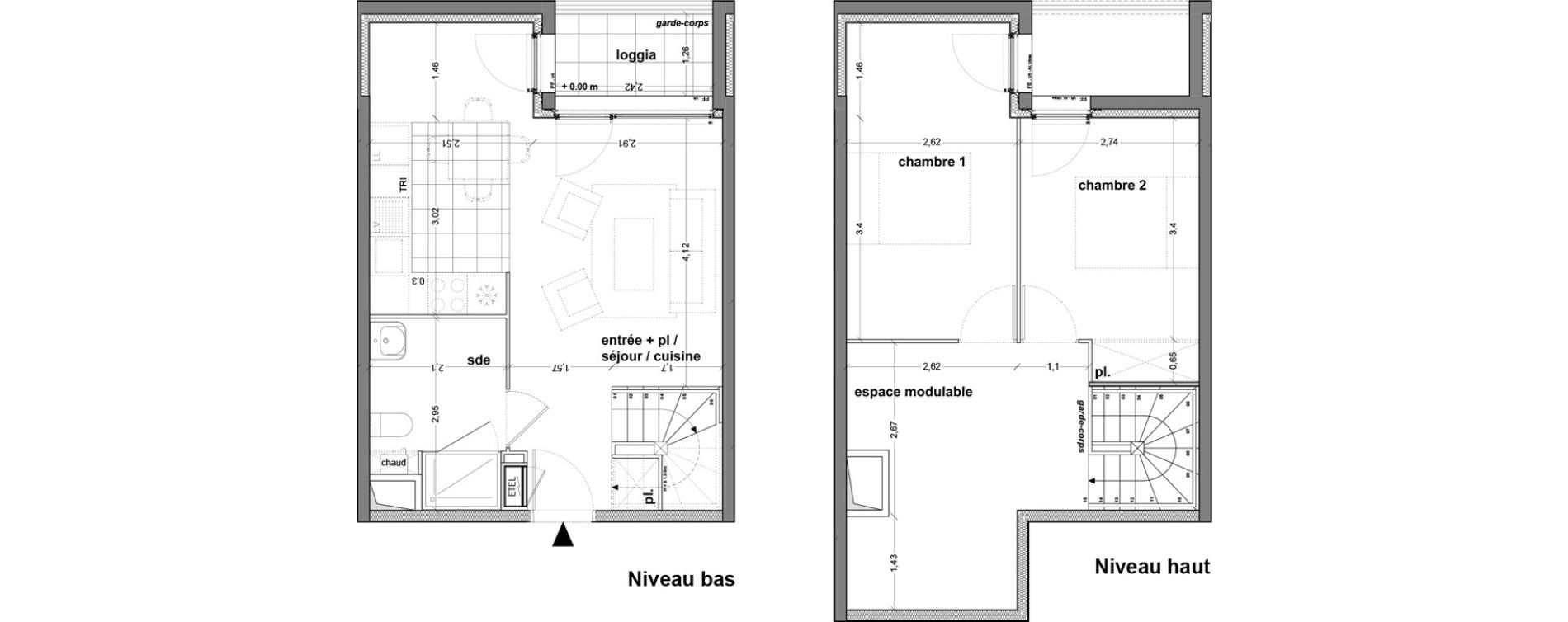 Duplex T3 de 68,48 m2 &agrave; M&eacute;rignac M&eacute;rignac soleil