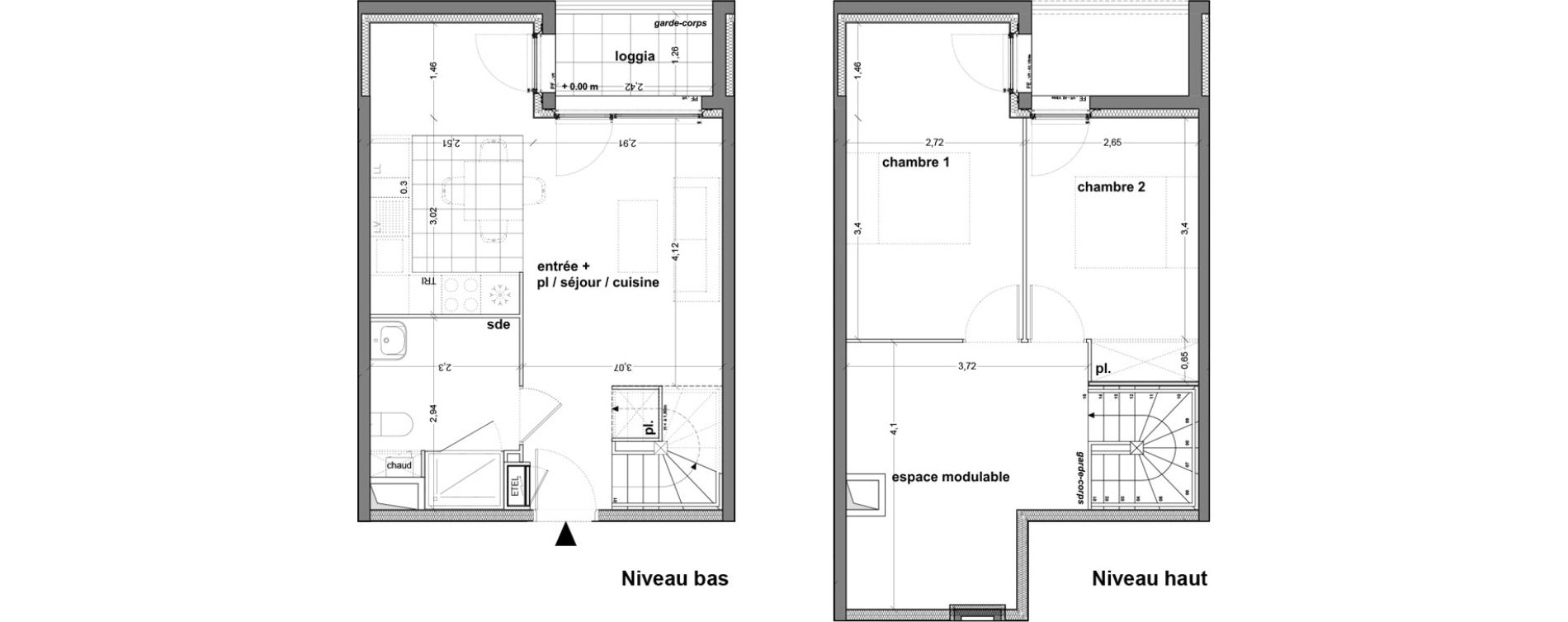 Duplex T3 de 68,68 m2 &agrave; M&eacute;rignac M&eacute;rignac soleil