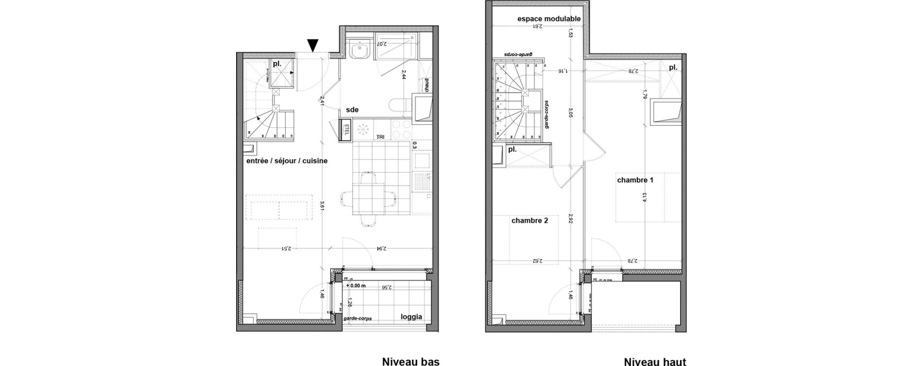 Duplex T3 de 69,36 m2 &agrave; M&eacute;rignac M&eacute;rignac soleil