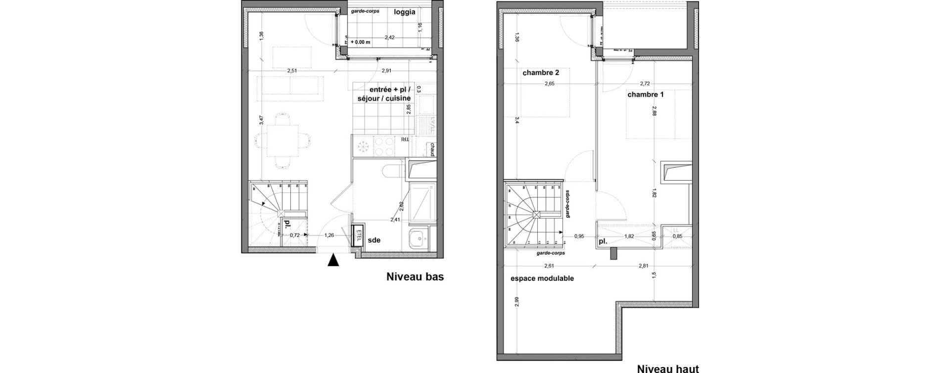 Duplex T3 de 69,80 m2 &agrave; M&eacute;rignac M&eacute;rignac soleil