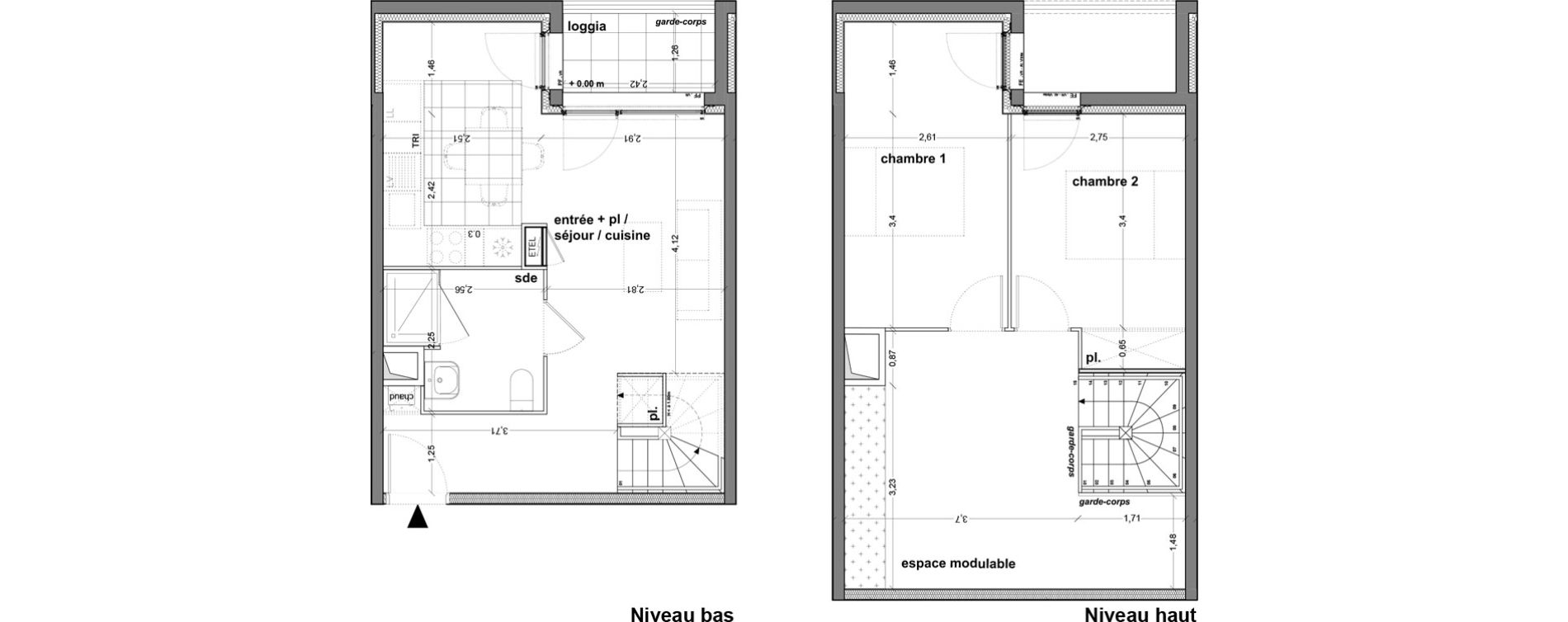 Duplex T3 de 72,74 m2 &agrave; M&eacute;rignac M&eacute;rignac soleil