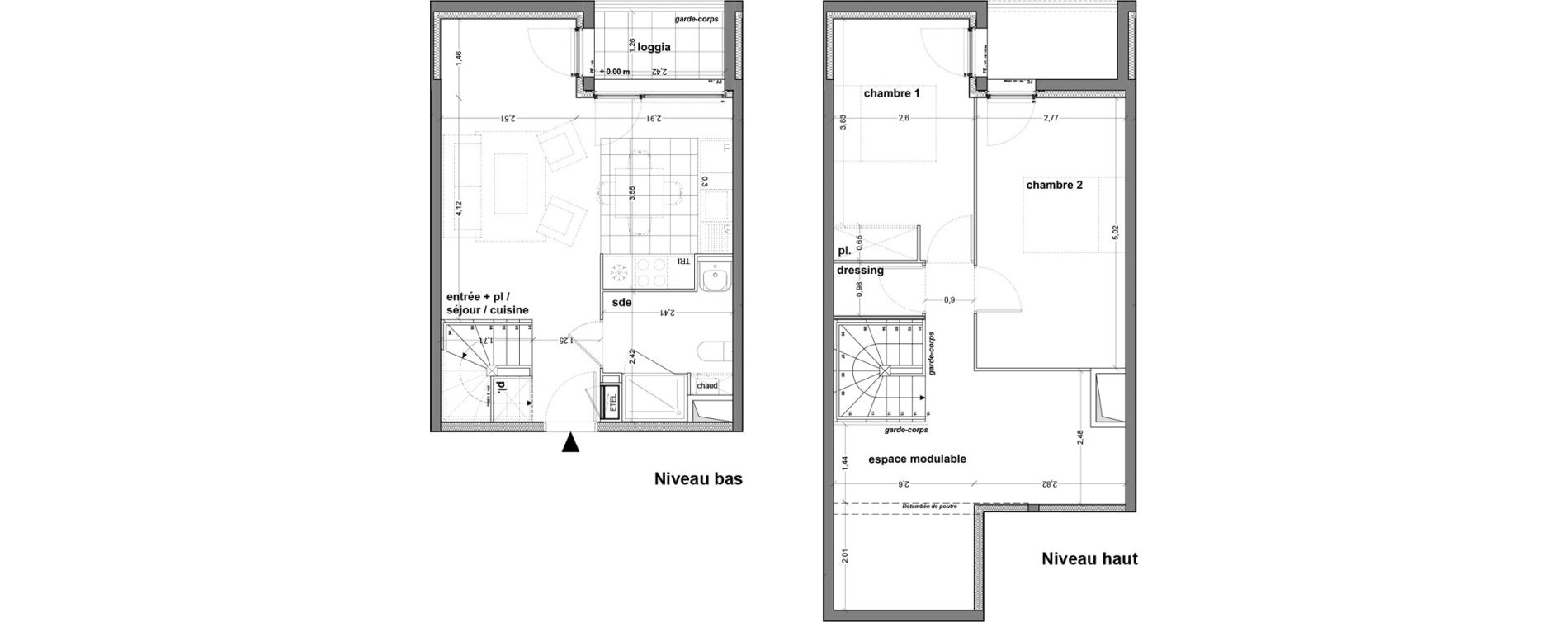 Duplex T3 de 77,50 m2 &agrave; M&eacute;rignac M&eacute;rignac soleil