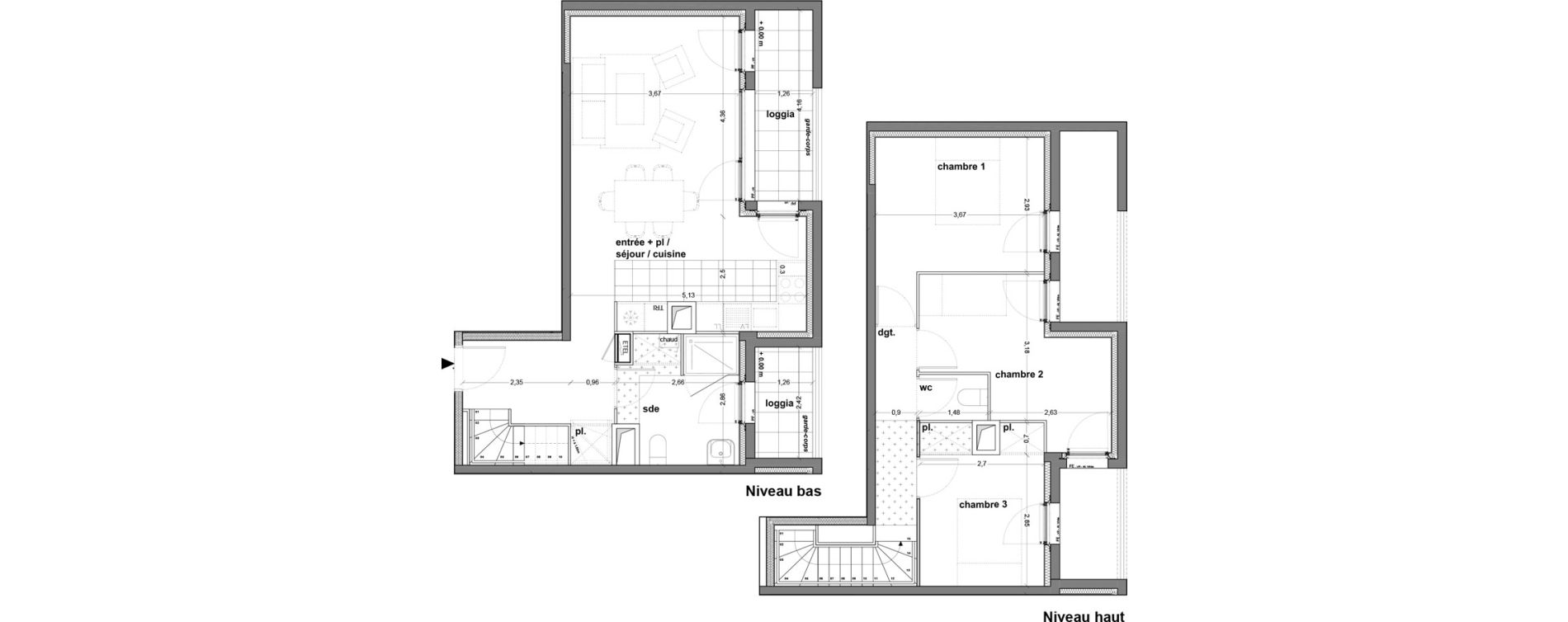 Duplex T4 de 79,14 m2 &agrave; M&eacute;rignac M&eacute;rignac soleil