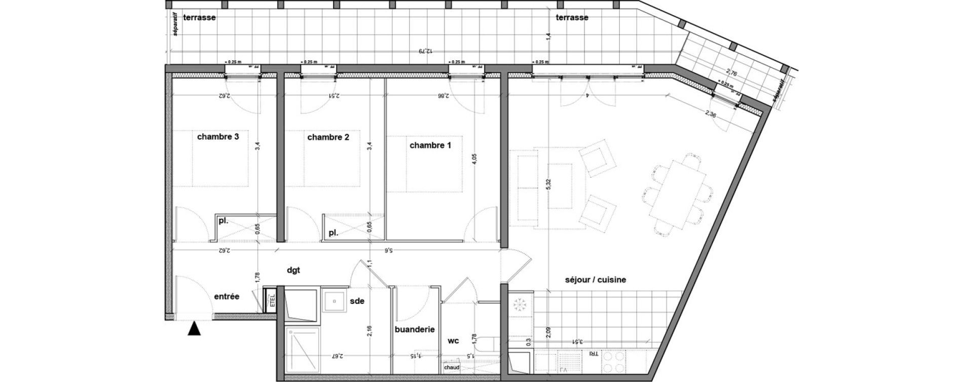 Appartement T4 de 89,81 m2 &agrave; M&eacute;rignac M&eacute;rignac soleil