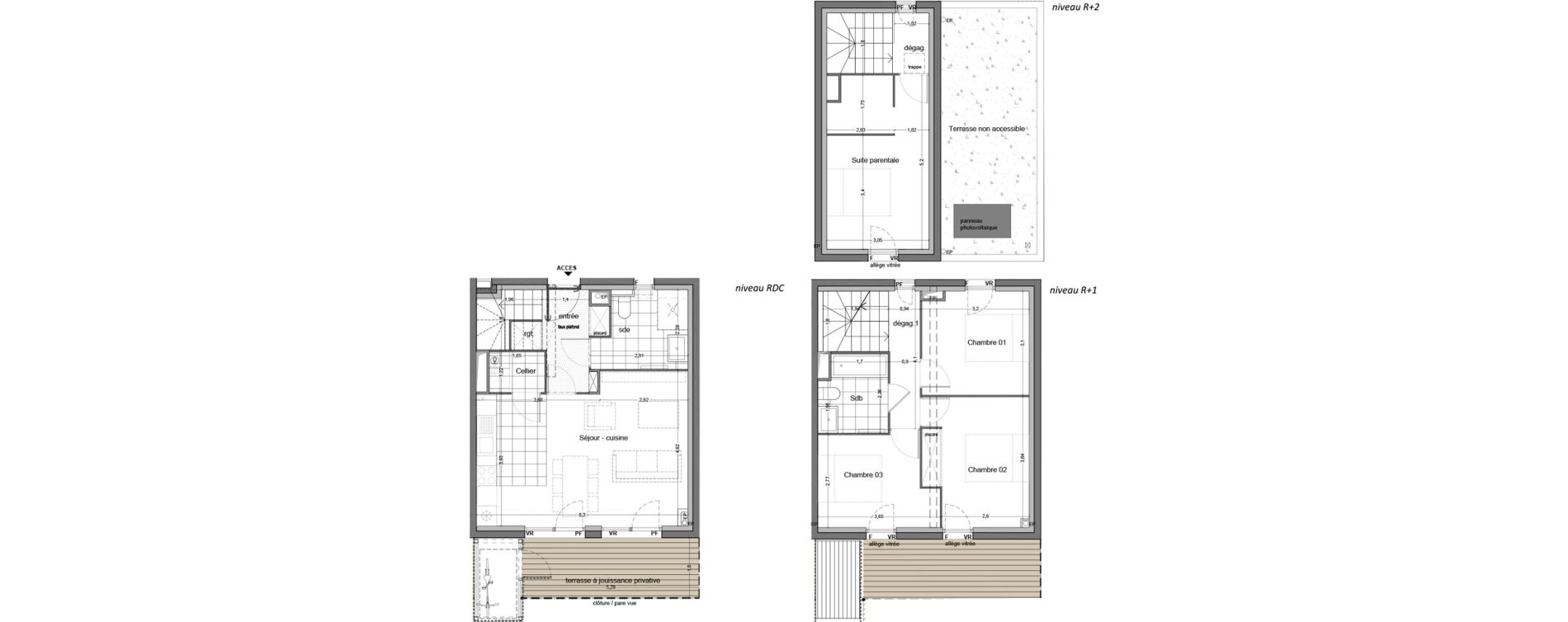 Triplex T5 de 95,90 m2 &agrave; M&eacute;rignac M&eacute;rignac soleil