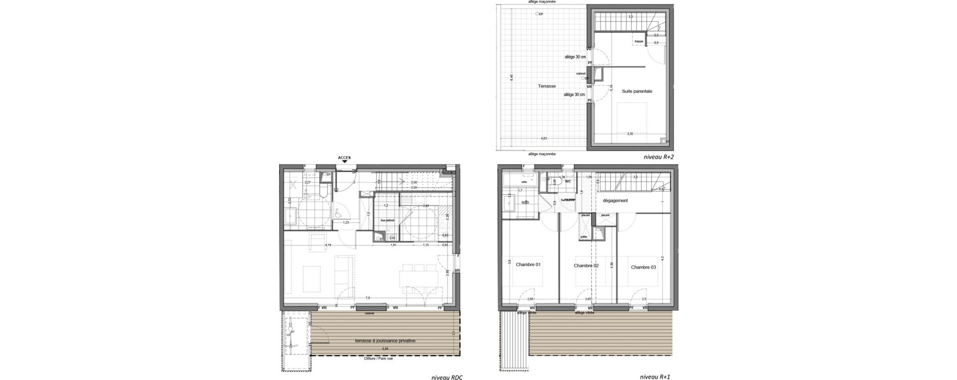 Triplex T5 de 103,06 m2 &agrave; M&eacute;rignac M&eacute;rignac soleil