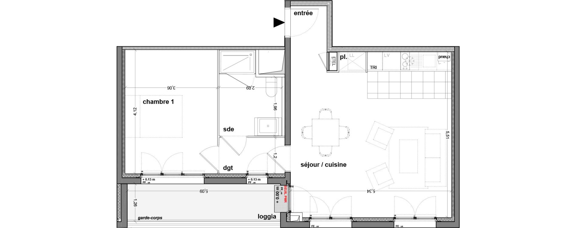 Appartement T2 de 51,45 m2 &agrave; M&eacute;rignac M&eacute;rignac soleil