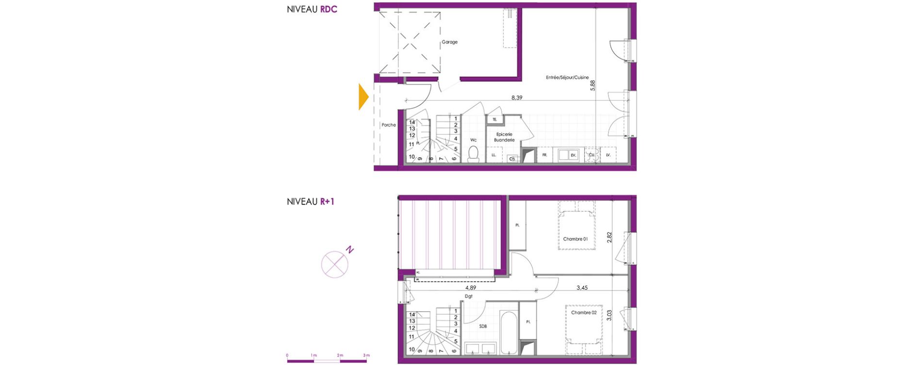 Villa T3 de 67,84 m2 &agrave; M&eacute;rignac Beutre