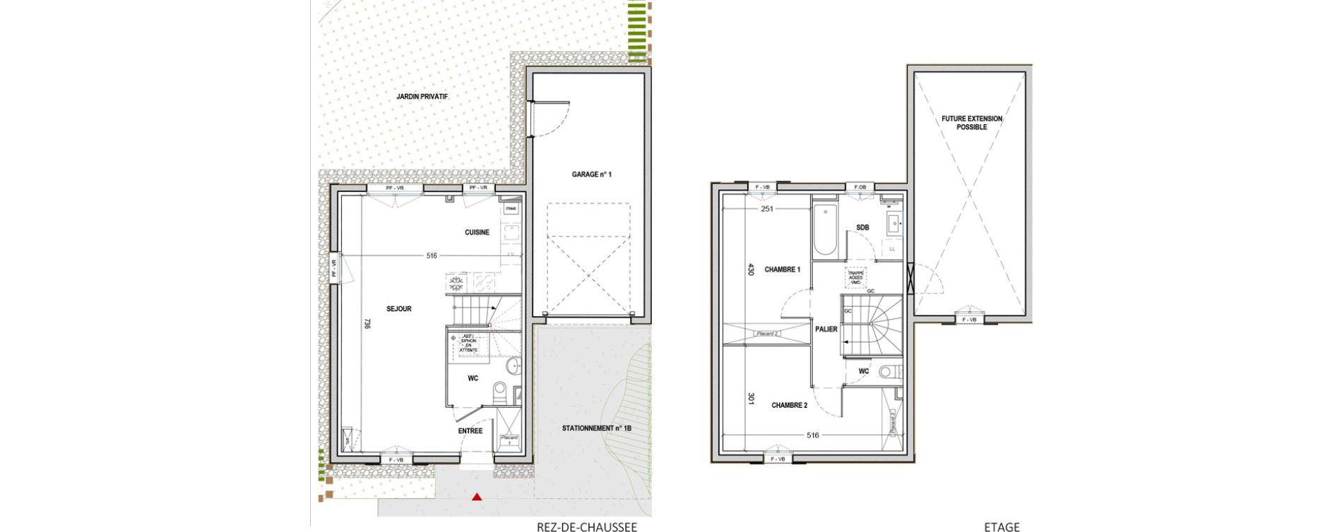 Maison T3 de 68,50 m2 &agrave; N&eacute;rigean Centre