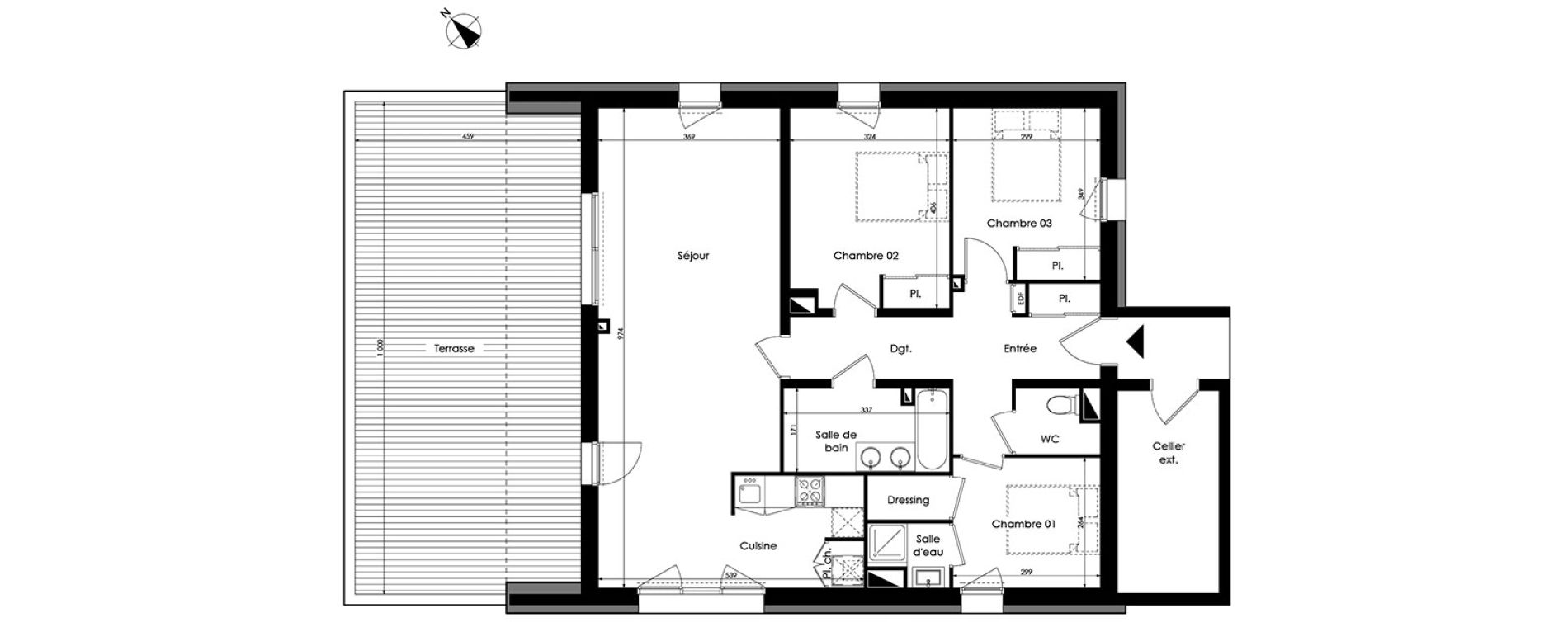 Appartement T4 de 92,83 m2 &agrave; Parempuyre Fontanieu