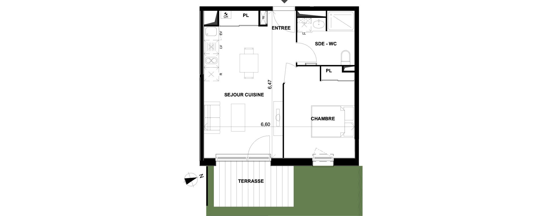 Appartement T2 de 40,76 m2 &agrave; Parempuyre Centre