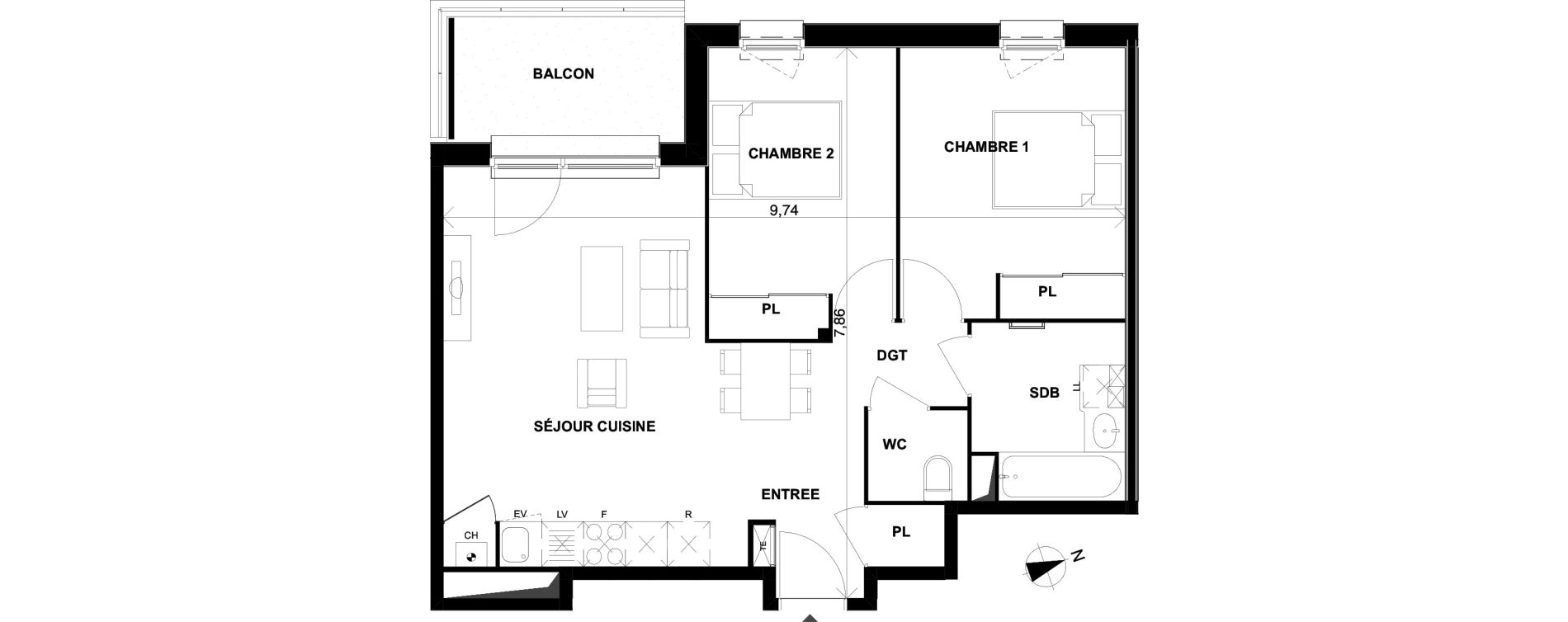Appartement T3 de 62,08 m2 &agrave; Parempuyre Centre