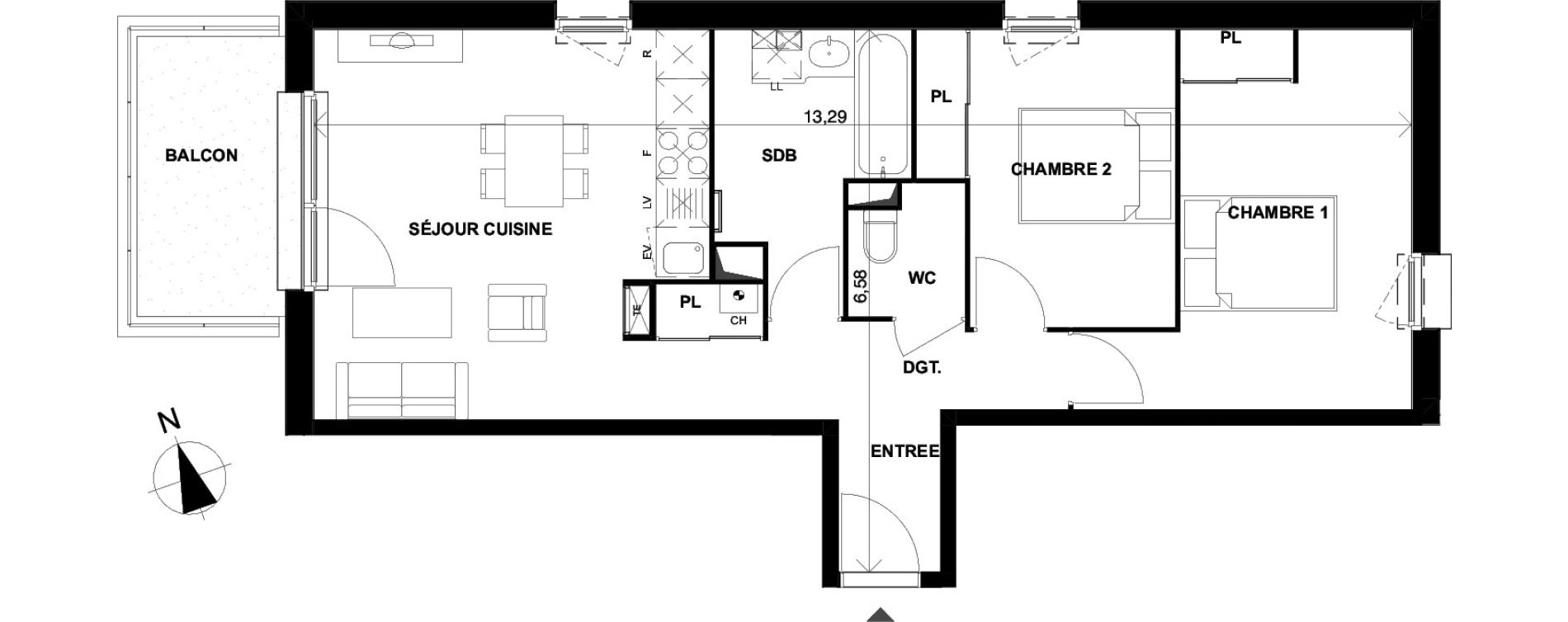Appartement T3 de 62,42 m2 &agrave; Parempuyre Centre