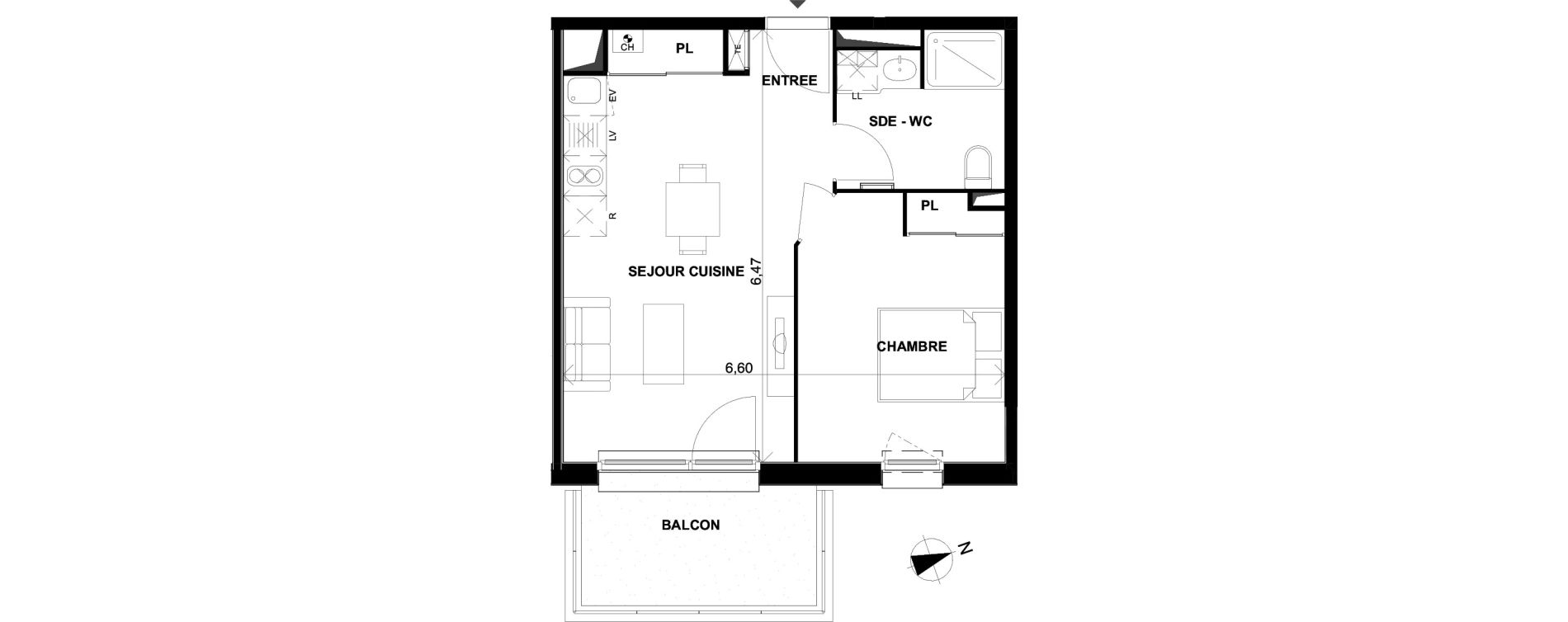 Appartement T2 de 40,76 m2 &agrave; Parempuyre Centre