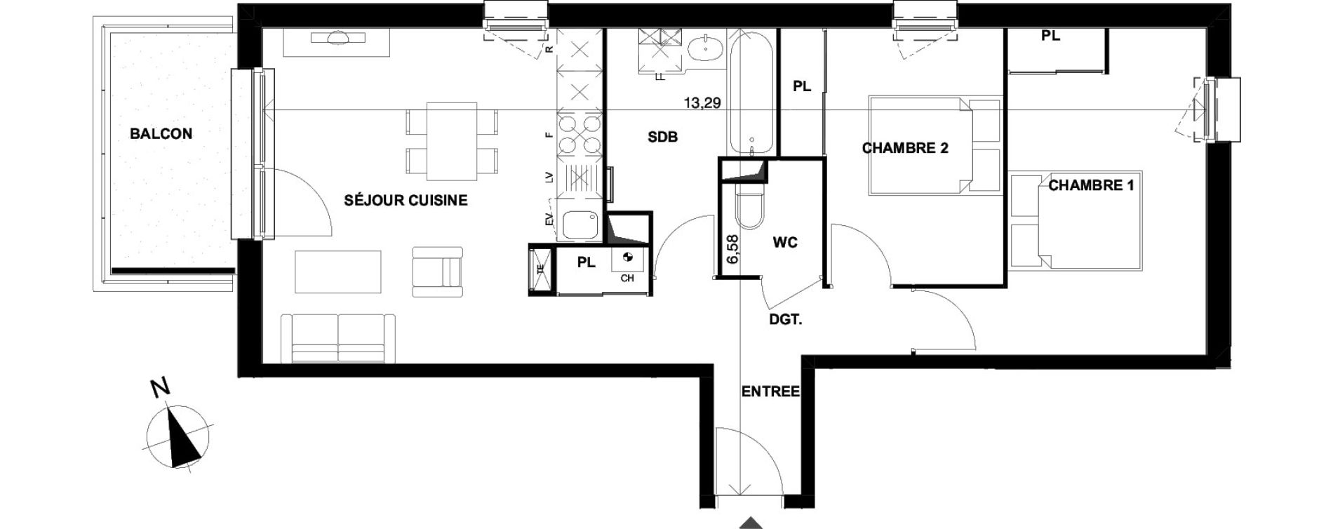 Appartement T3 de 62,42 m2 &agrave; Parempuyre Centre