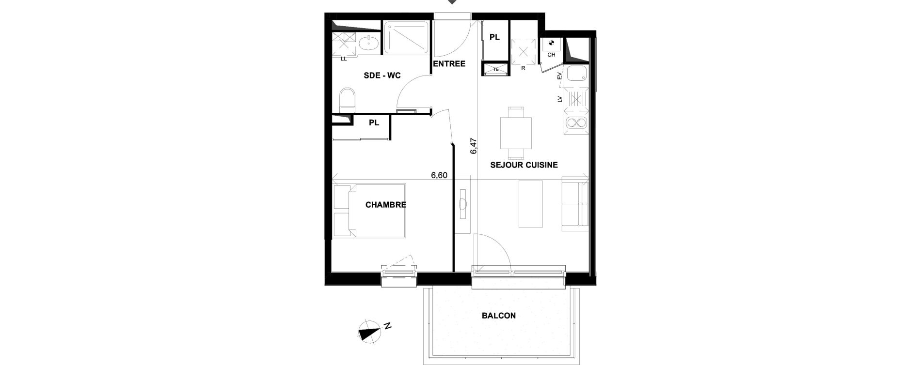 Appartement T2 de 40,08 m2 &agrave; Parempuyre Centre