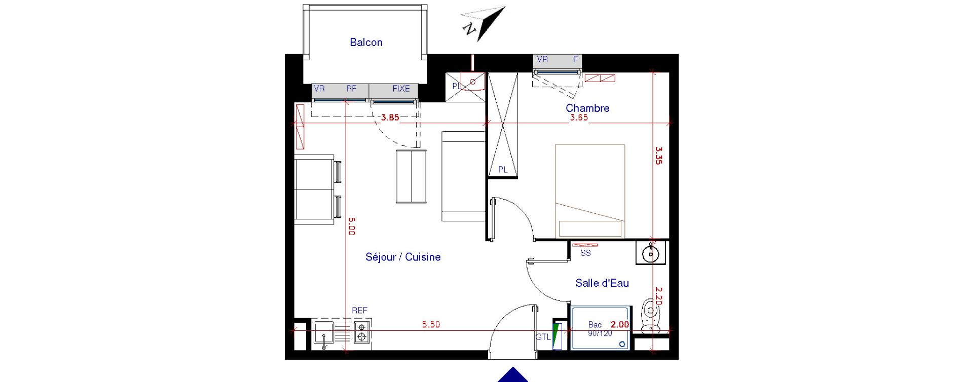 Appartement T2 de 39,30 m2 &agrave; Parempuyre Centre