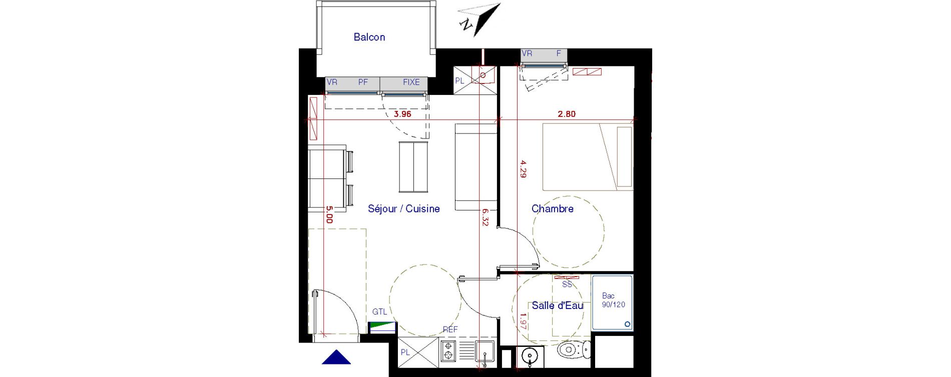 Appartement T2 de 38,40 m2 &agrave; Parempuyre Centre