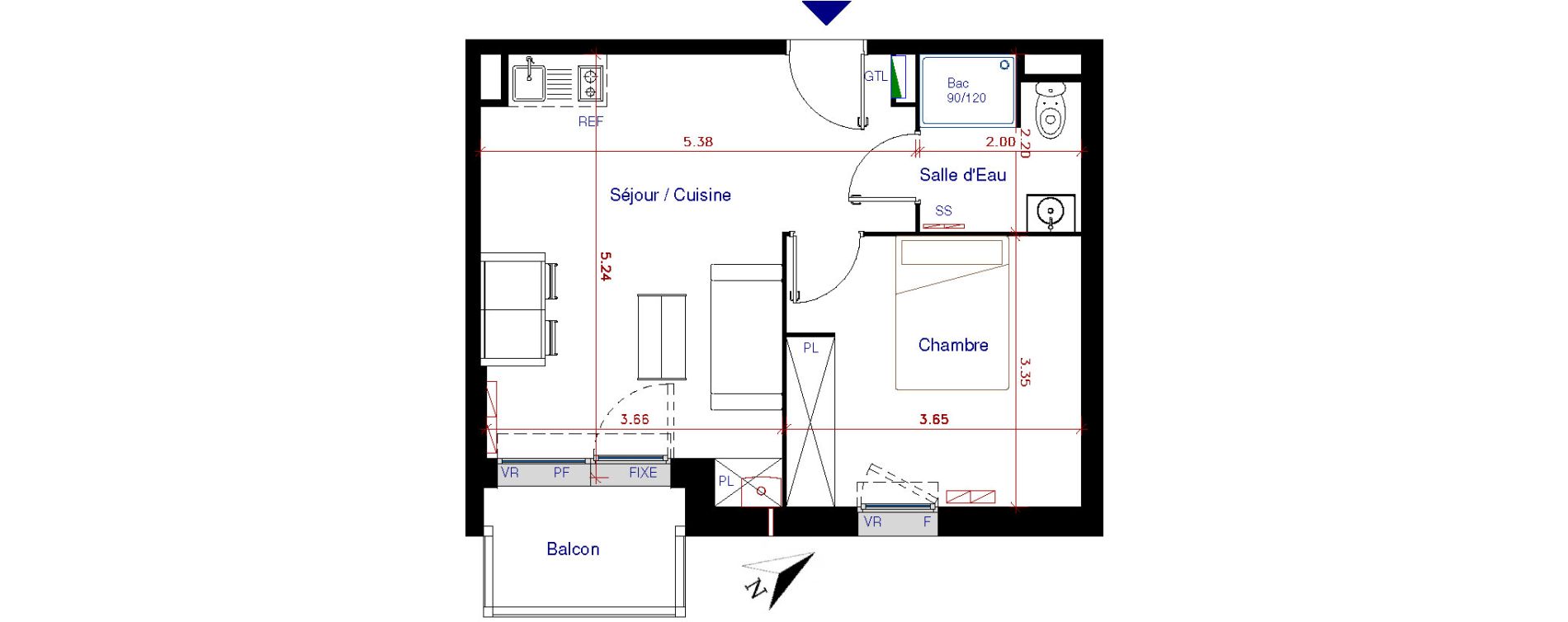 Appartement T2 de 38,70 m2 &agrave; Parempuyre Centre
