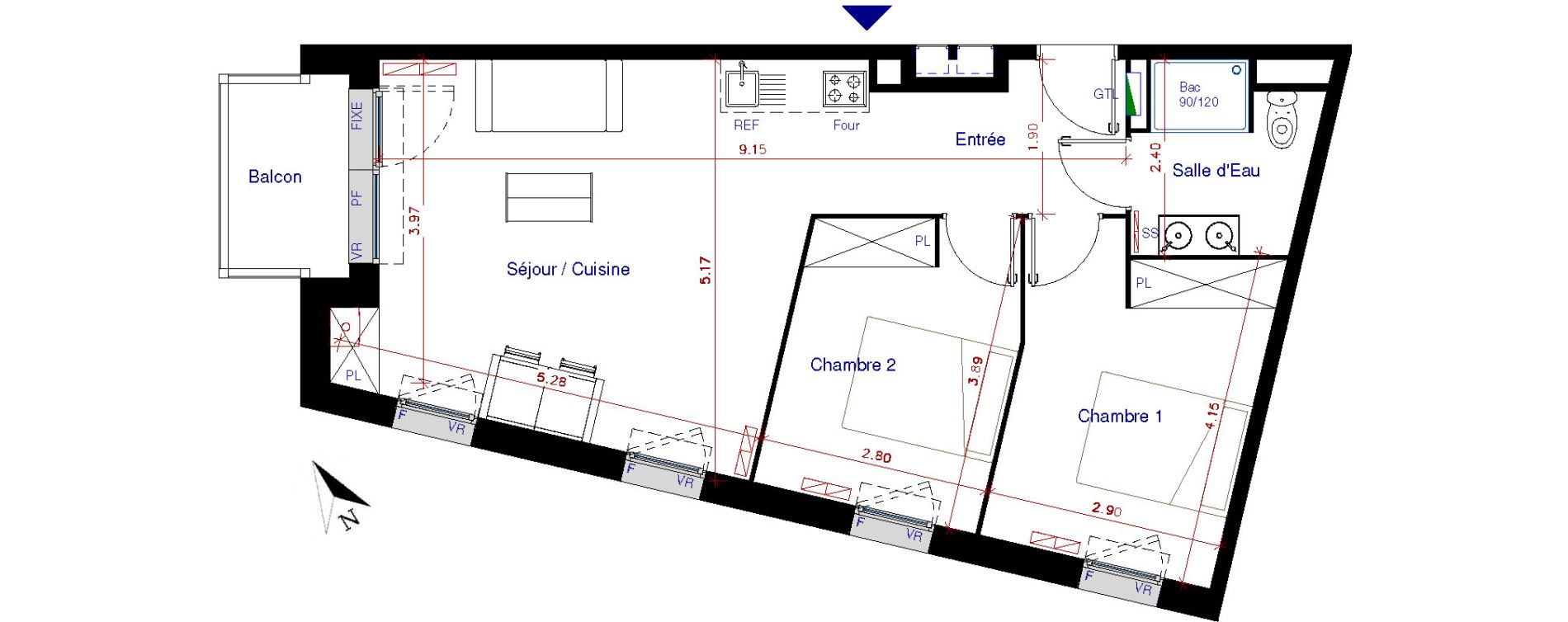 Appartement T3 de 58,20 m2 &agrave; Parempuyre Centre